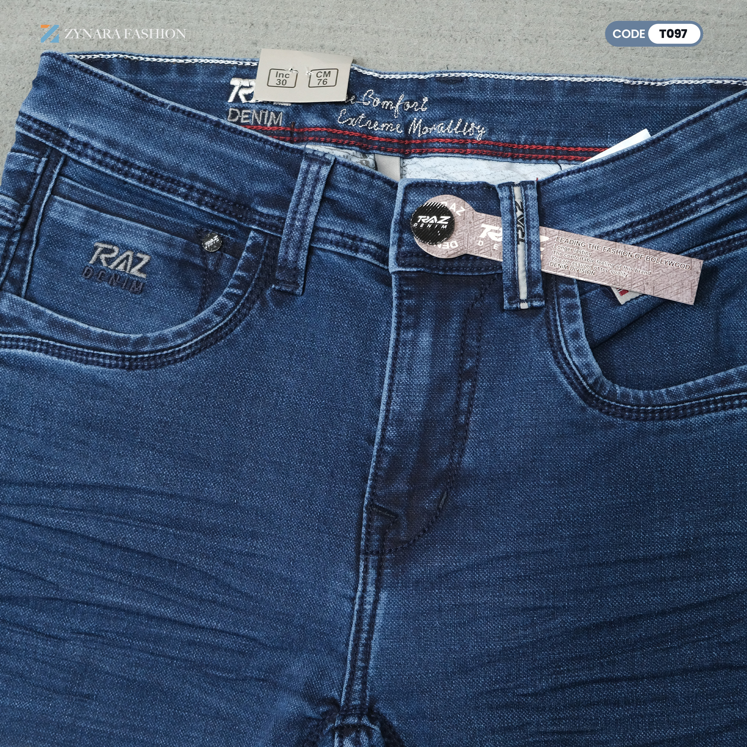 Zynara TRAZ Slim Fit Blue Denim Jeans for Men – Soft Stretch, Clean Wash & Everyday Flex CODE-T097 - Image 6