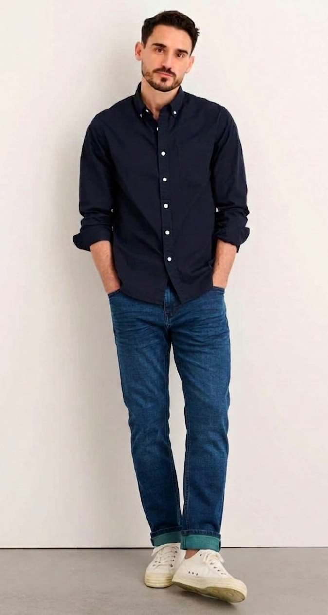 Zynara TRAZ Slim Fit Blue Denim Jeans for Men – Soft Stretch, Clean Wash & Everyday Flex CODE-T097