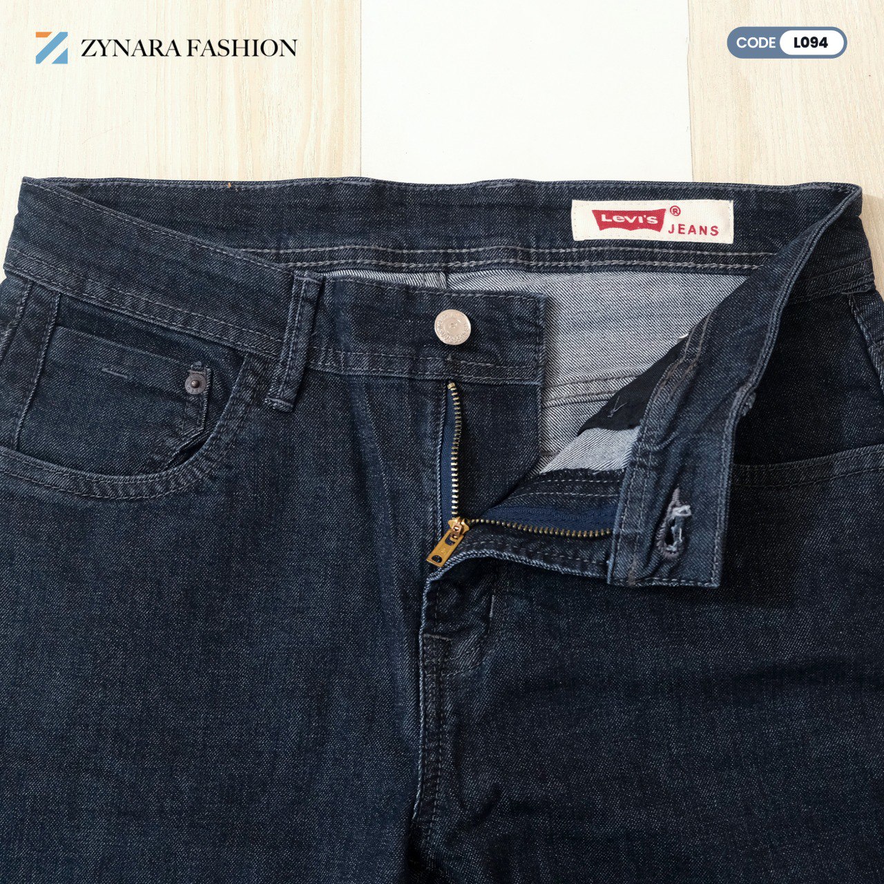 Zynara Premium Levi’s Style Dark Blue Denim Jeans for Men – Classic Fit, Stretch Comfort & Timeless Finish CODE-L094 - Image 4