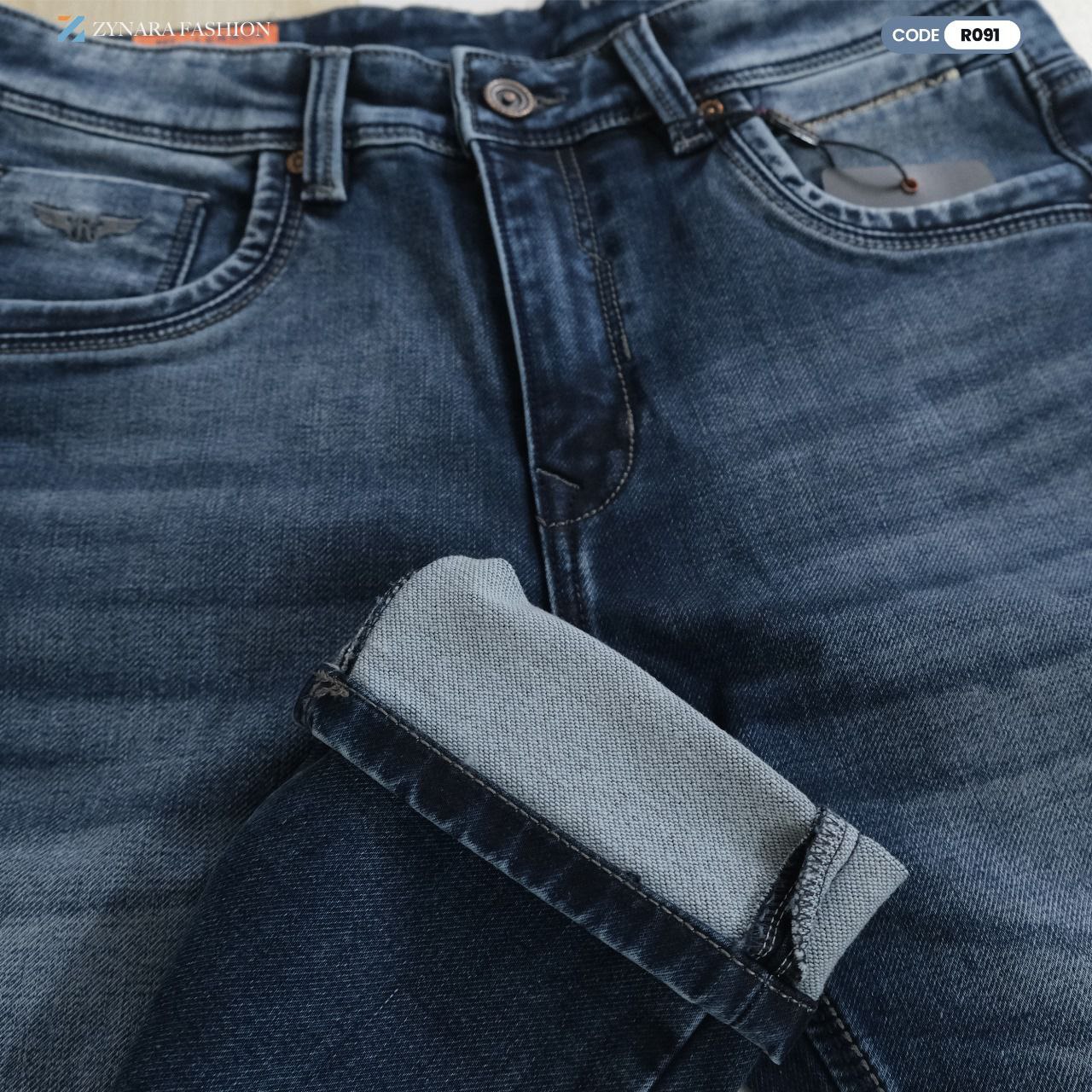 Zynara ROOKIES Premium Blue Denim Jeans for Men – Slim Fit, Durable Stretch & Rugged Wash CODE-R091 - Image 11