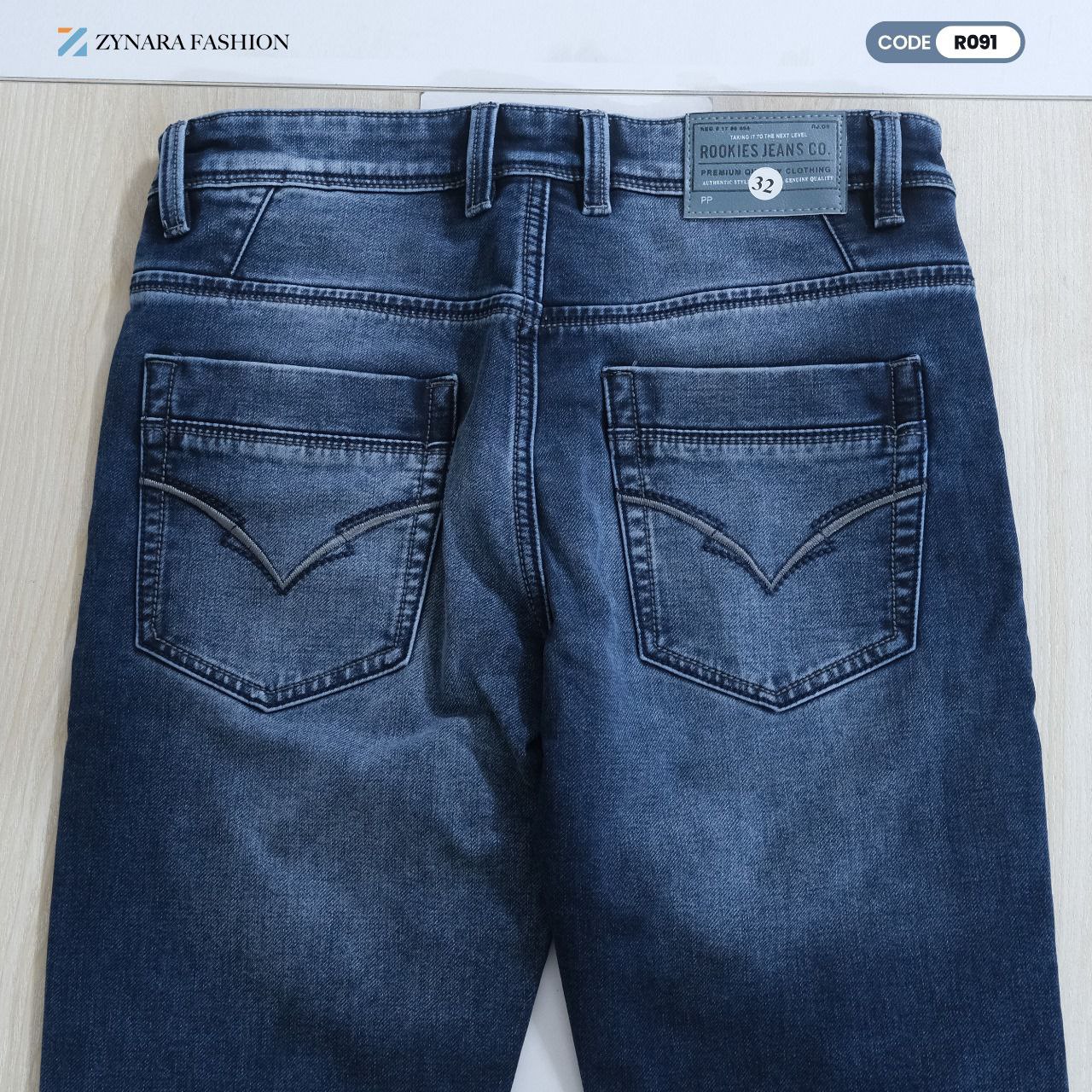 Zynara ROOKIES Premium Blue Denim Jeans for Men – Slim Fit, Durable Stretch & Rugged Wash CODE-R091 - Image 6