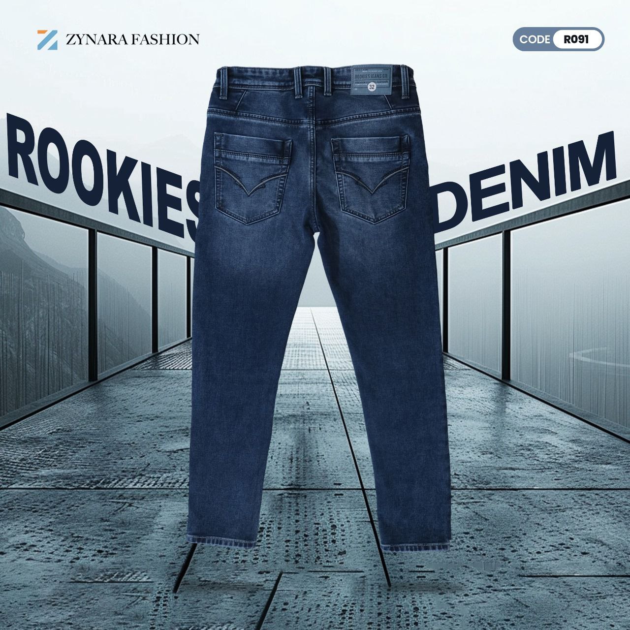 Zynara ROOKIES Premium Blue Denim Jeans for Men – Slim Fit, Durable Stretch & Rugged Wash CODE-R091 - Image 2