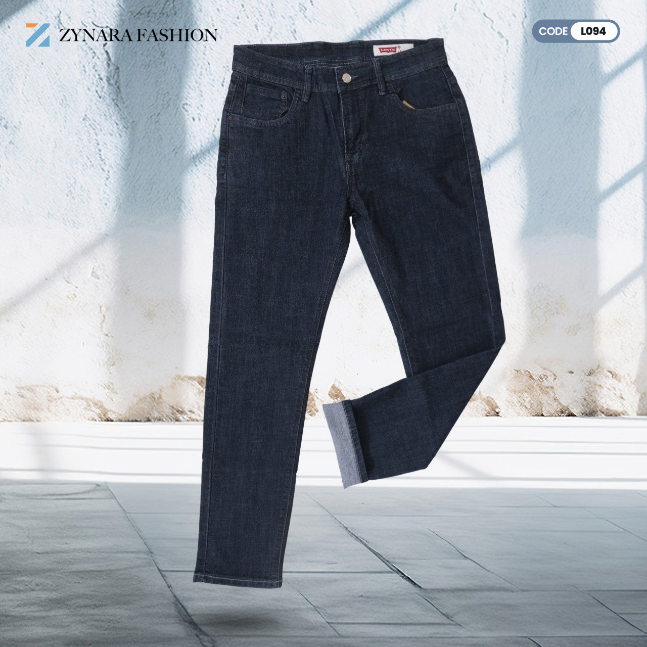 Zynara Premium Levi’s Style Dark Blue Denim Jeans for Men – Classic Fit, Stretch Comfort & Timeless Finish CODE-L094 - Image 8