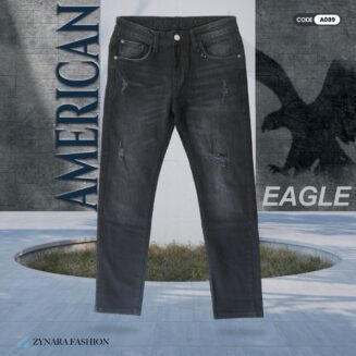 Zynara American Eagle Style ASH Black Denim Jeans for Men – Slim Fit, Rugged Wash & Premium Stretch Comfort CODE-A089