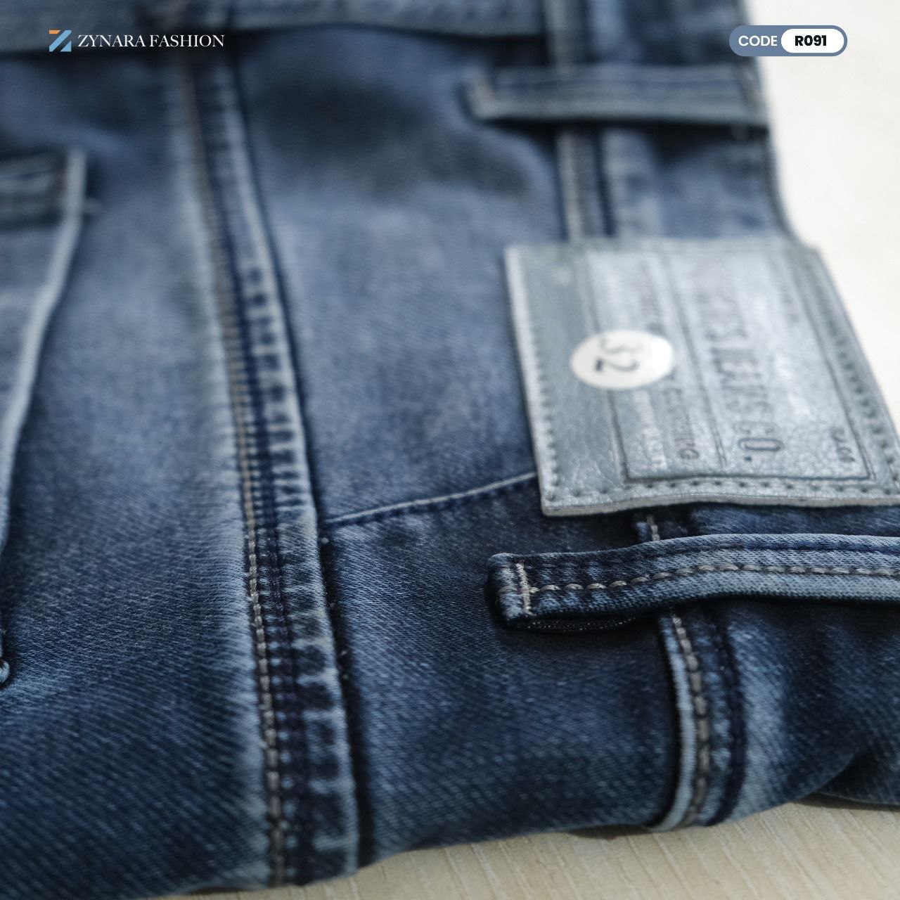 Zynara ROOKIES Premium Blue Denim Jeans for Men – Slim Fit, Durable Stretch & Rugged Wash CODE-R091 - Image 12