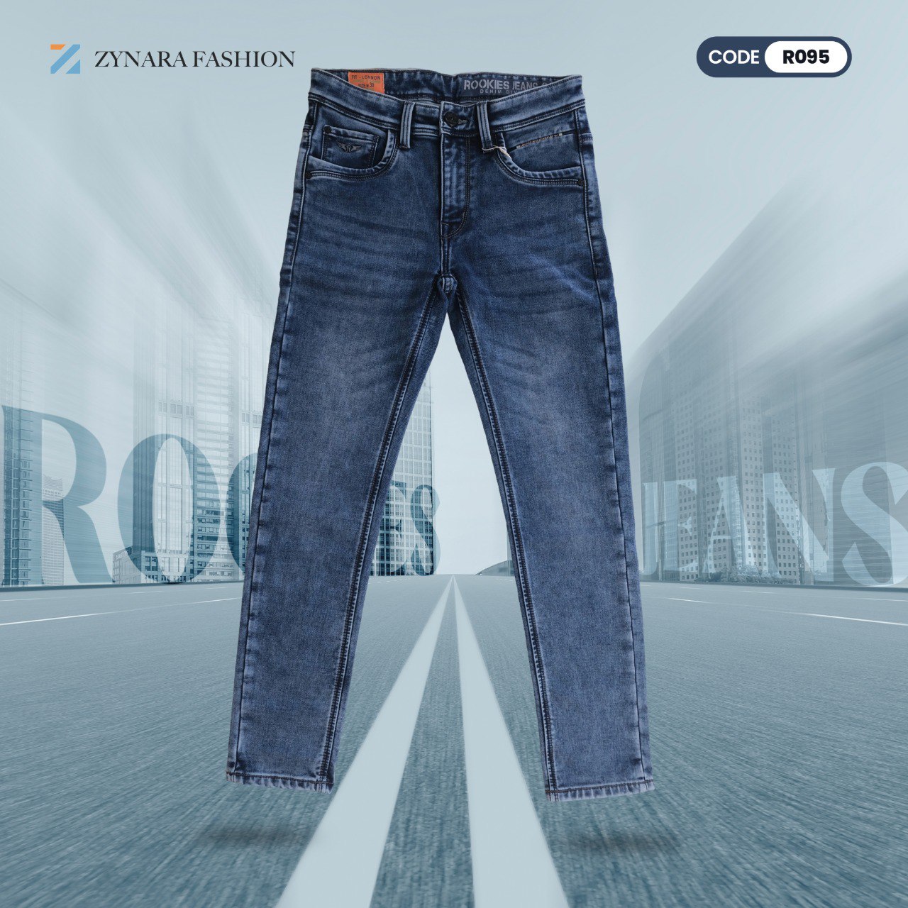 Zynara ROOKIES Premium Slim Fit Blue Denim Jeans for Men – Urban Wash & All-Day Comfort CODE-R095