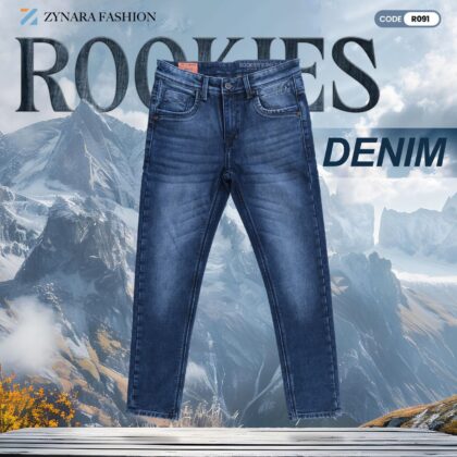 Zynara ROOKIES Premium Blue Denim Jeans for Men – Slim Fit, Durable Stretch & Rugged Wash CODE-R091