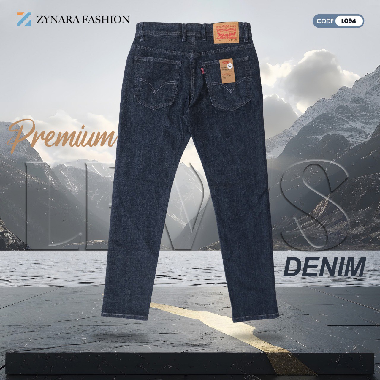 Zynara Premium Levi’s Style Dark Blue Denim Jeans for Men – Classic Fit, Stretch Comfort & Timeless Finish CODE-L094 - Image 2