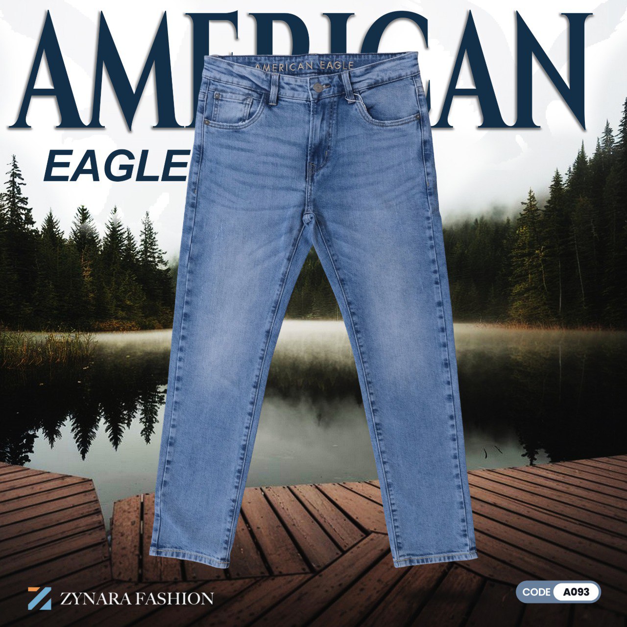 Zynara American Eagle Style Light Blue Denim Jeans for Men – Comfort Fit, Premium Texture & Everyday Freedom-CODE-A093