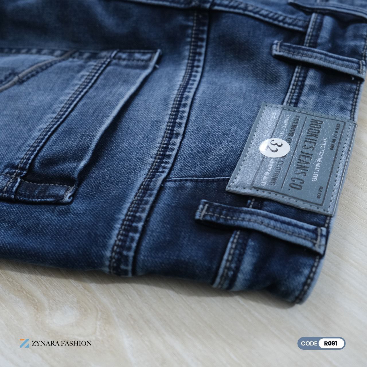 Zynara ROOKIES Premium Blue Denim Jeans for Men – Slim Fit, Durable Stretch & Rugged Wash CODE-R091 - Image 8