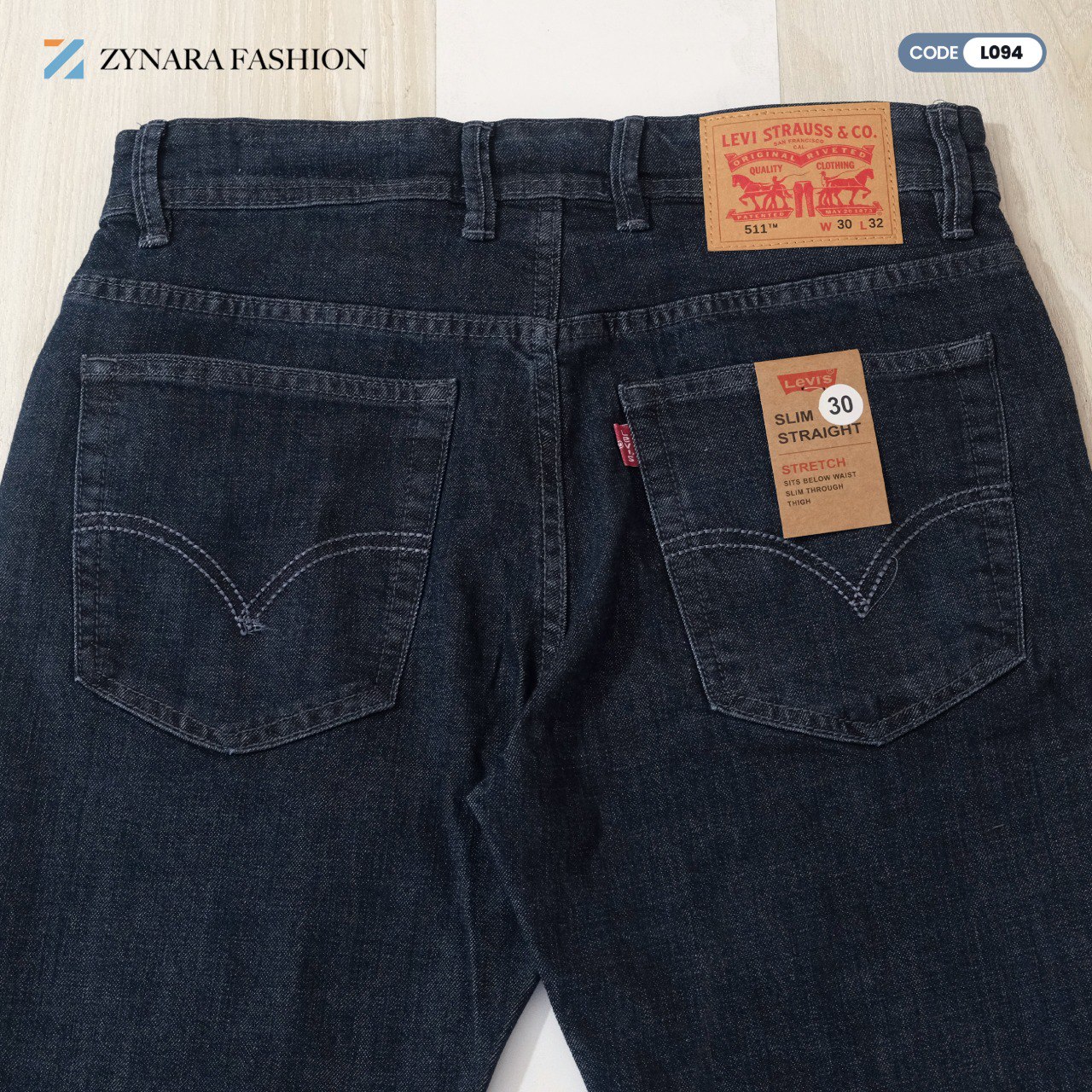 Zynara Premium Levi’s Style Dark Blue Denim Jeans for Men – Classic Fit, Stretch Comfort & Timeless Finish CODE-L094 - Image 7