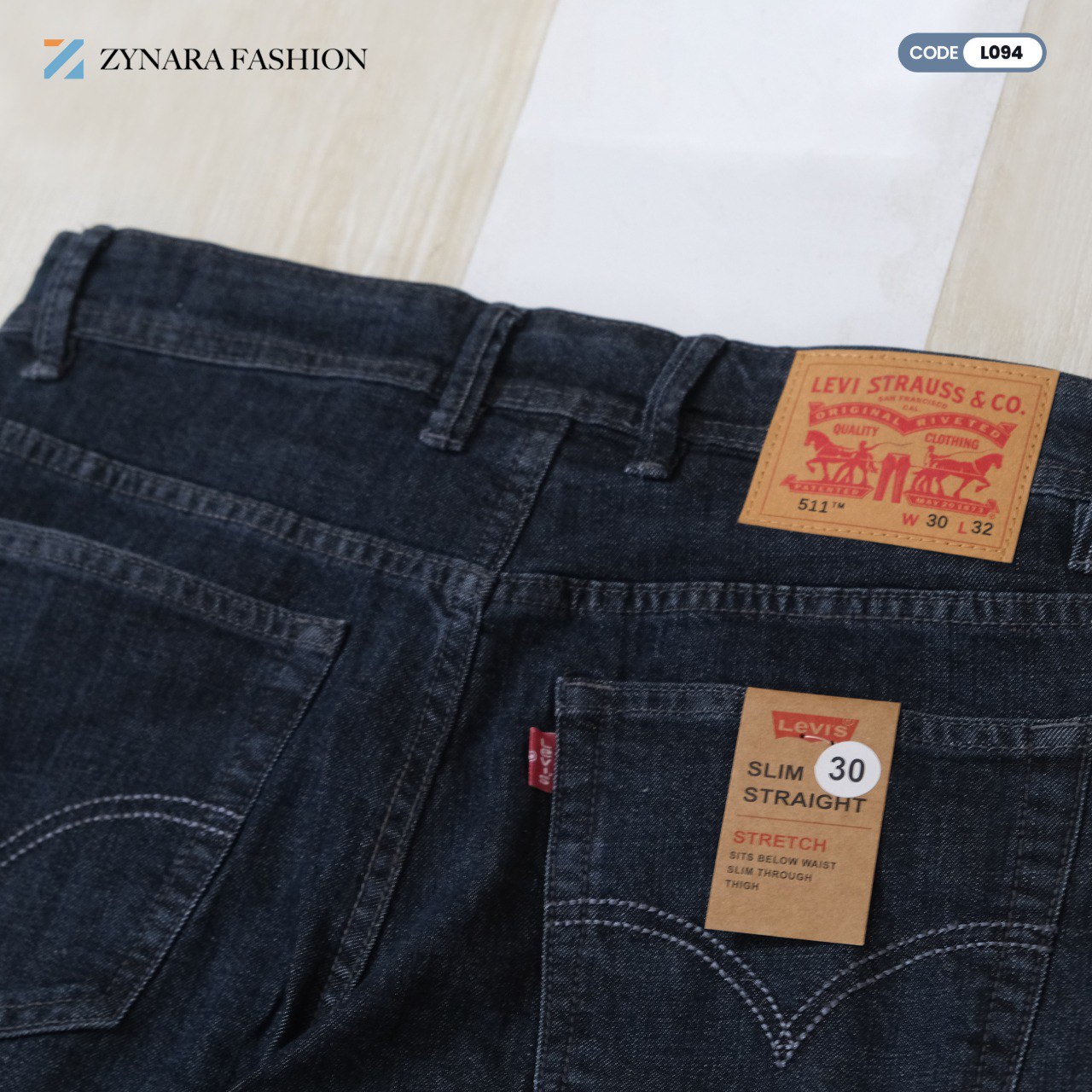 Zynara Premium Levi’s Style Dark Blue Denim Jeans for Men – Classic Fit, Stretch Comfort & Timeless Finish CODE-L094 - Image 6