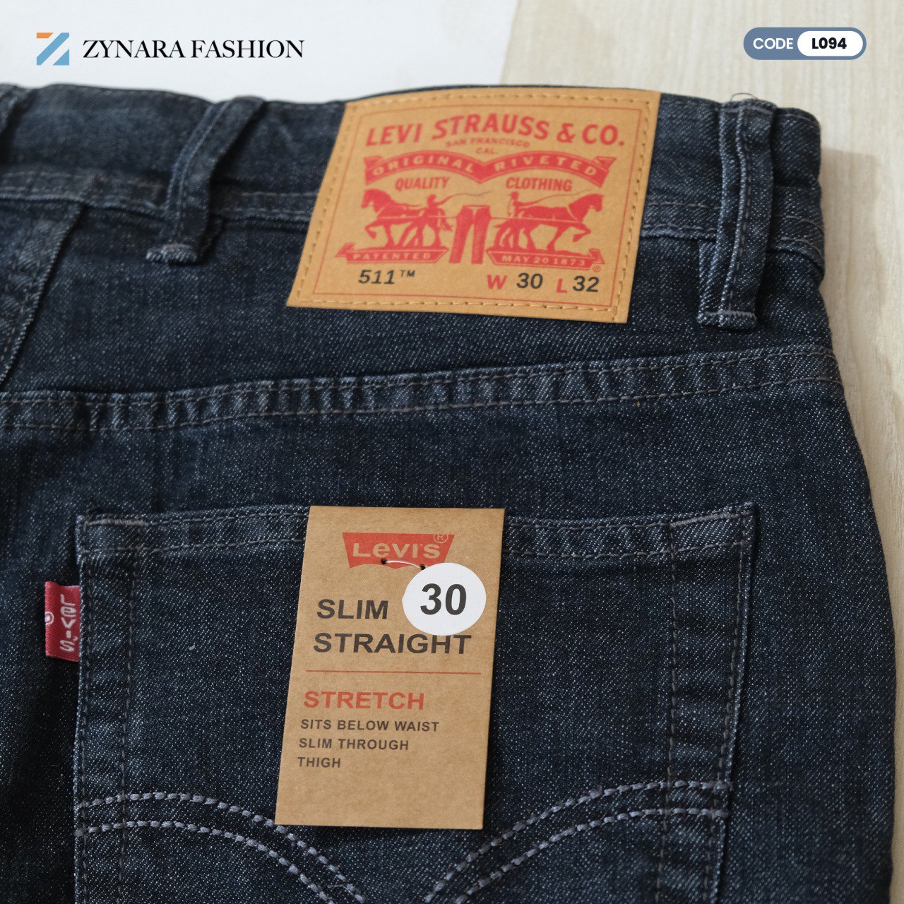 Zynara Premium Levi’s Style Dark Blue Denim Jeans for Men – Classic Fit, Stretch Comfort & Timeless Finish CODE-L094 - Image 5