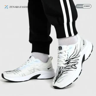 Men’s White Running Shoes – Lightweight, Breathable & High-Cushion Sports Sneakers with Graphic Design | Performance Training Shoe |CODE - ZCSN007