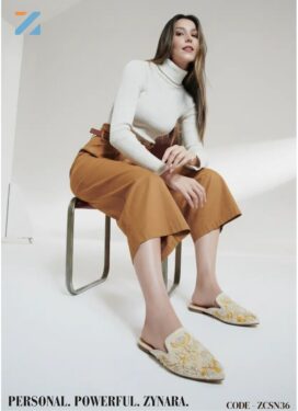 Zynara Pearl Embellished Velvet Mule Loafers in Ivory – Code ZCSN36