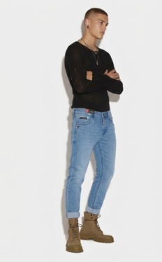 ZYNARA Fashion Premium Light Blue Slim Fit Denim in Bangladesh | CODE-K072