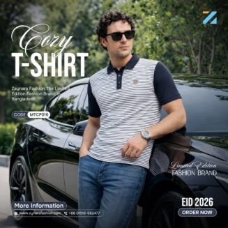 Zynara Navy Stripe Signature Polo Shirt । Code-MTCP016