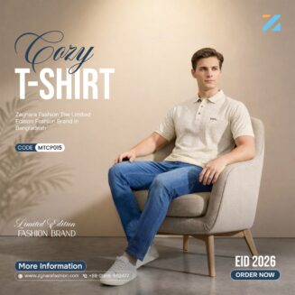 Zynara Luxe Pattern Polo – Ivory Beige । MTCP015