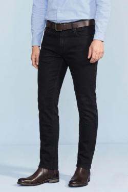 Black slim fit denim pant for men CODE-O110