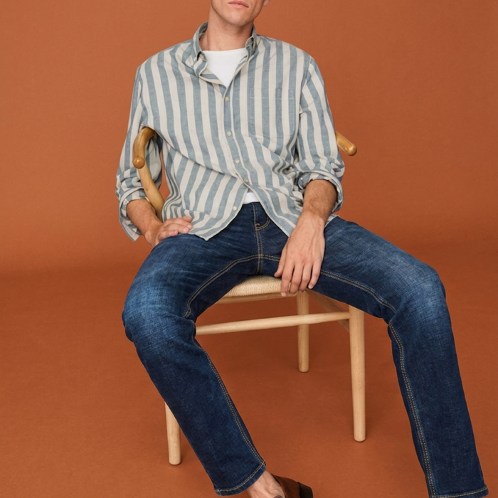Indigo Slim Fit Denim Bangladesh W078 Indigo slim fit denim pant for men CODE-W078