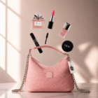 Zynara Fashion women’s pink luxury handbag with chain shoulder strap and woven texture
