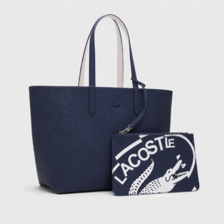 Lacoste reversible tote bag in navy blue back view
