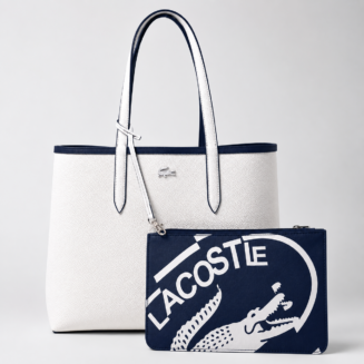Lacoste reversible tote bag in navy blue back view